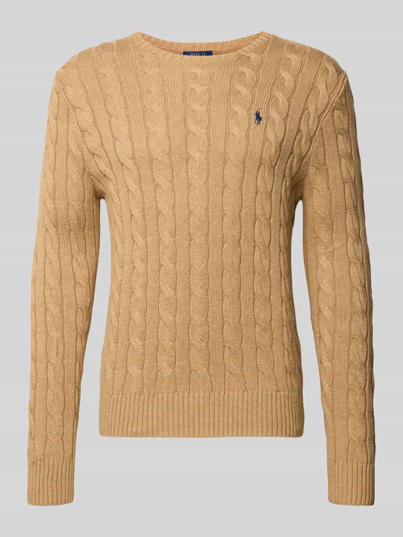 Sweter z dzianiny z wyhaftowanym logo