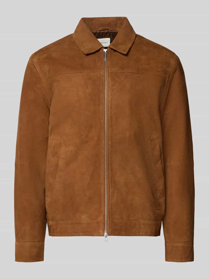 Kurtka z koziej skóry welurowej z zamkiem błyskawicznym dwustronnym