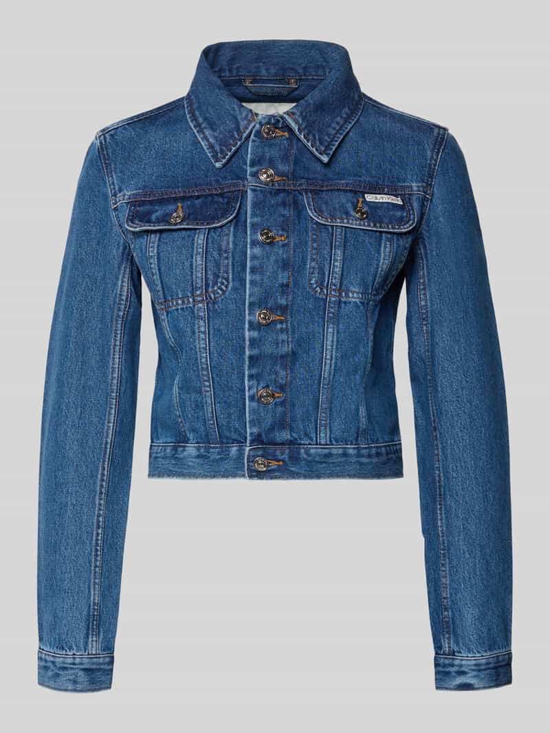 Kurtka jeansowa krótka z detalem z logo