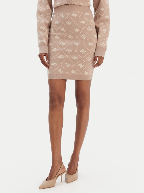 Guess Spódnica ołówkowa W4BD0S Z3JD2 Beżowy Regular Fit