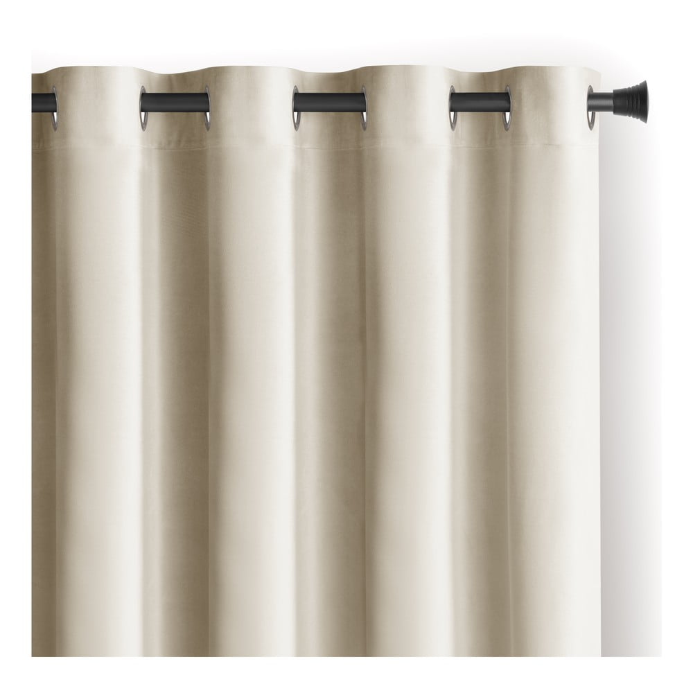 Beżowa aksamitna zasłona częściowo zaciemniająca (dimout) 140x245 cm Eyelets – Restilo