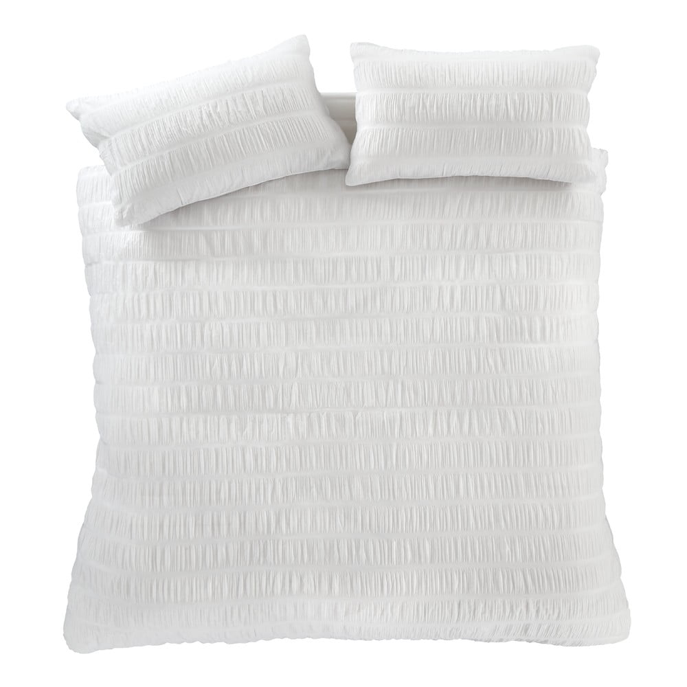 Biała pościel dwuosobowa z kory 230x220 cm Seersucker – Catherine Lansfield