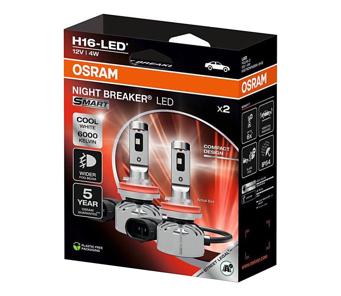Zestaw 2x żarówek samochodowych LED NIGHT BREAKER SMART H16 PGJ19-3/4W/12V 6000K - Osram