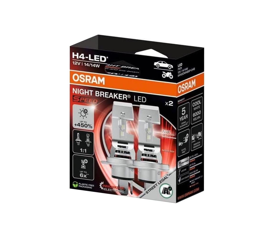 Zestaw 2x żarówek LED NIGHT BREAKER SPEED H4 P43T/14W/12V 6000K - Osram