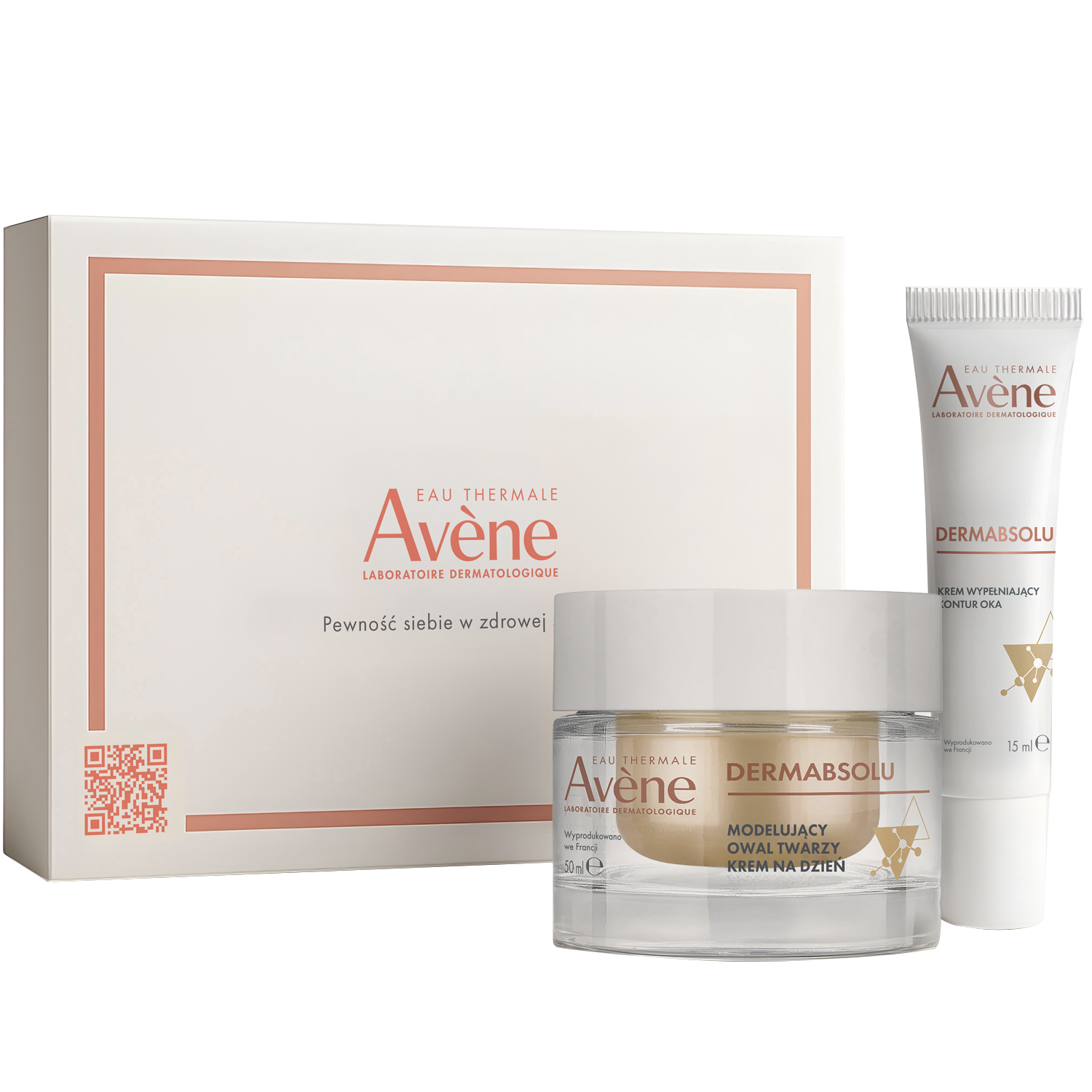 Zestaw Avene Dermabsolu Pielęgnacja odmładzająca na dzień, krem modelujący owal twarzy na dzień, 50 ml + krem wypełniający kontur oka, 15 ml