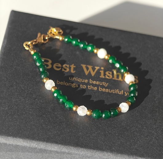 Bransoletka szmaragd kamień księżycowy