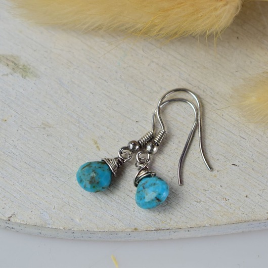 Turkus krople - srebrne kolczyki
