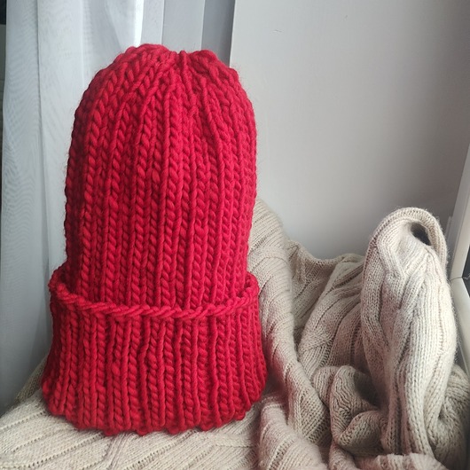 Wełniana czapka merino WOOLLY czerwona