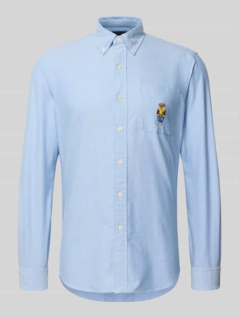 Koszula casualowa o kroju custom fit z wyhaftowanym motywem