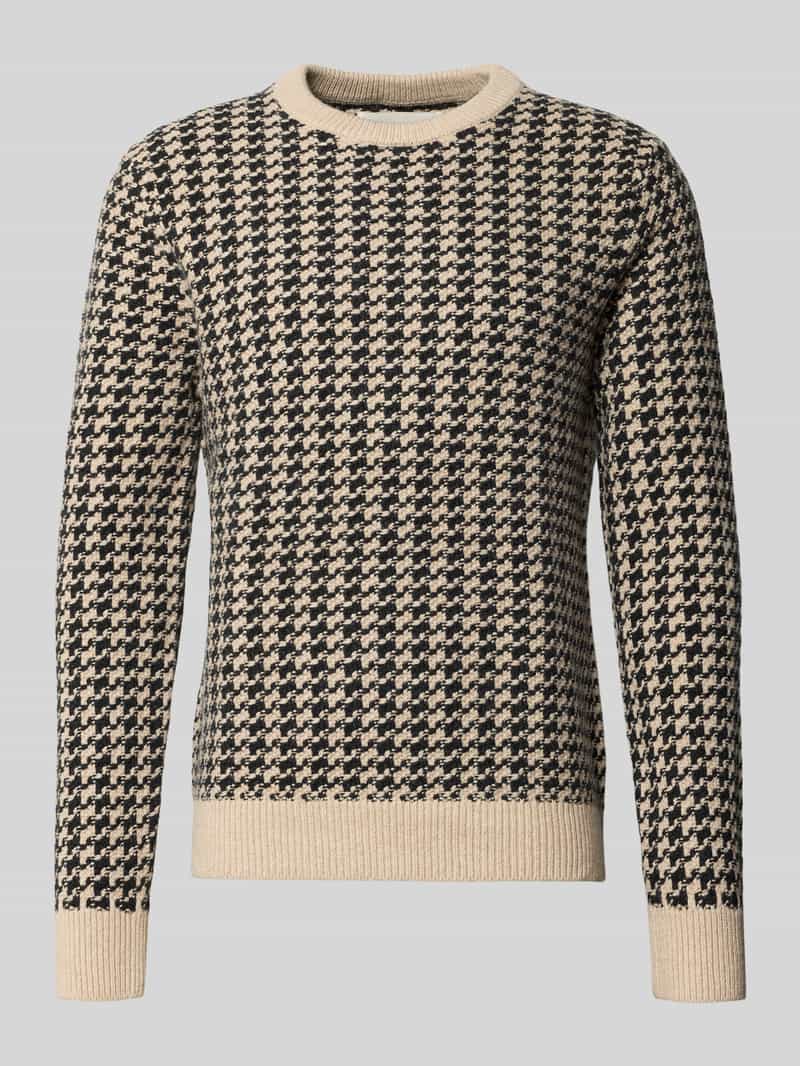 Sweter z dzianiny z mieszanki wełny ze wzorem na całej powierzchni