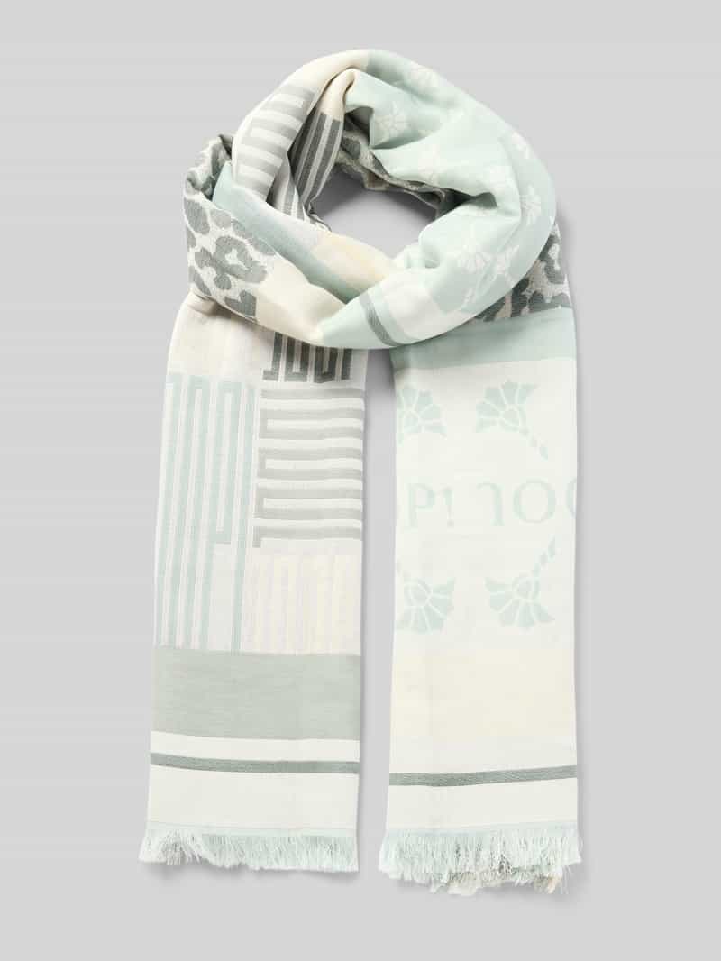 Szal z detalami z logo i frędzlami model ‘Ailis’