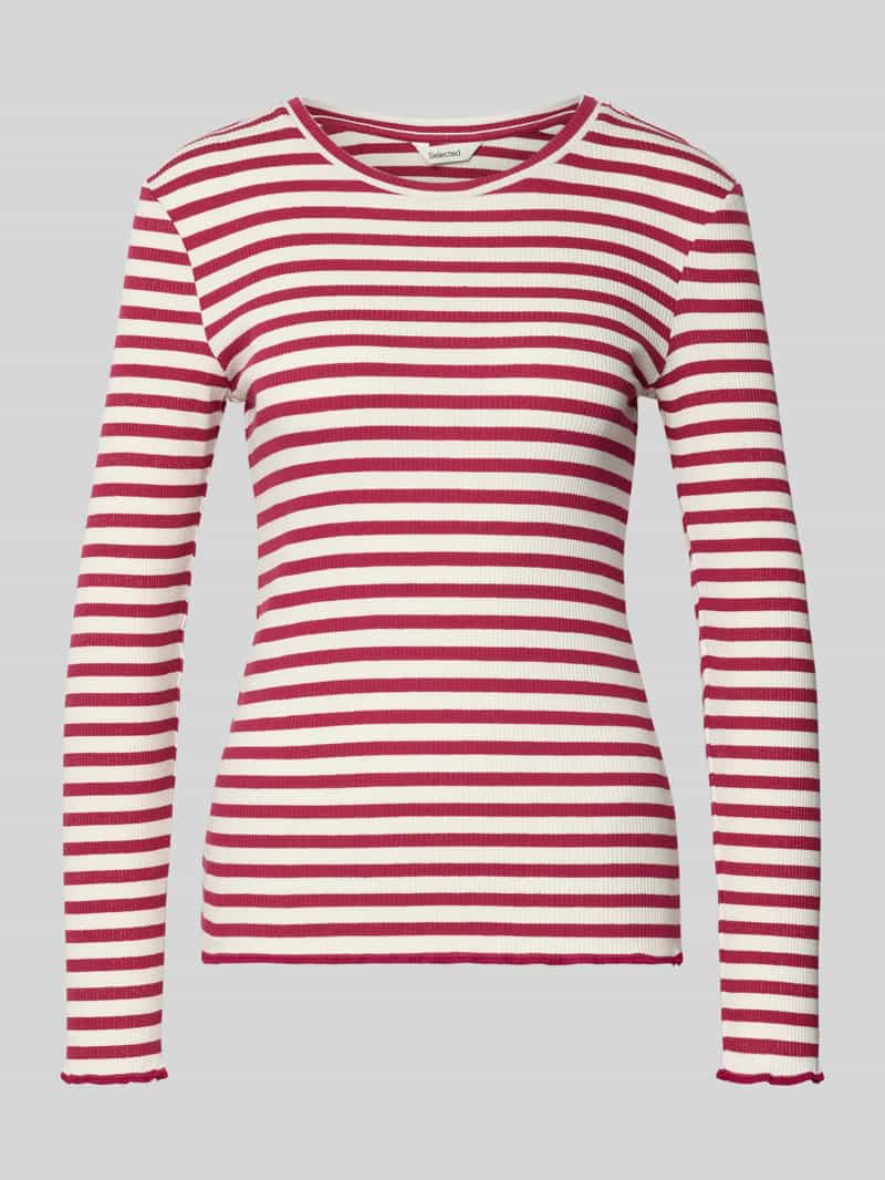 Bluzka z długim rękawem o kroju slim fit z mieszanki bawełny ekologicznej model ‘ANNA’