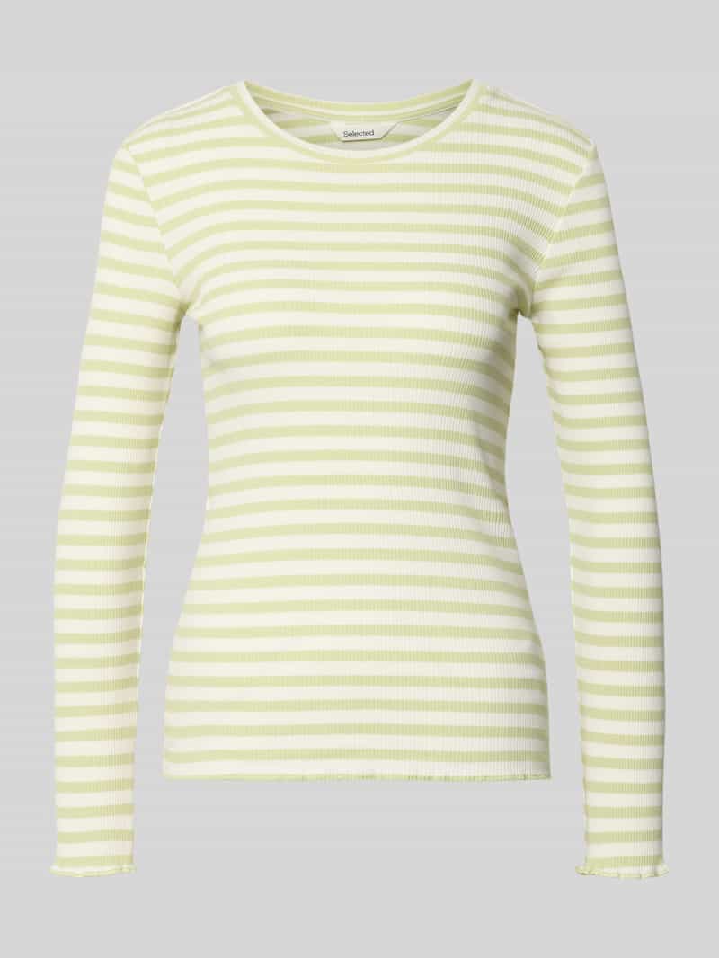 Bluzka z długim rękawem o kroju slim fit z mieszanki bawełny ekologicznej model ‘ANNA’