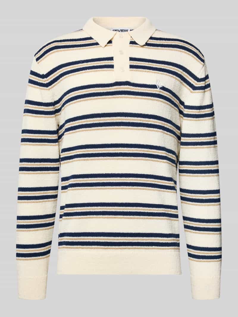 Sweter z dzianiny z kołnierzykiem polo z efektem bouclé