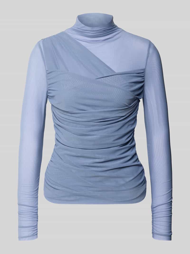 Bluzka z długim rękawem o kroju slim fit z półprzezroczystej siateczki model ‘C_ETULAH’