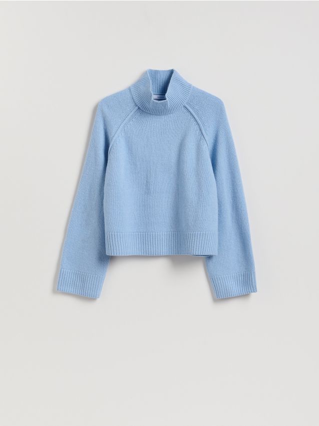 Reserved - Wełniany sweter z golfem - jasnoniebieski