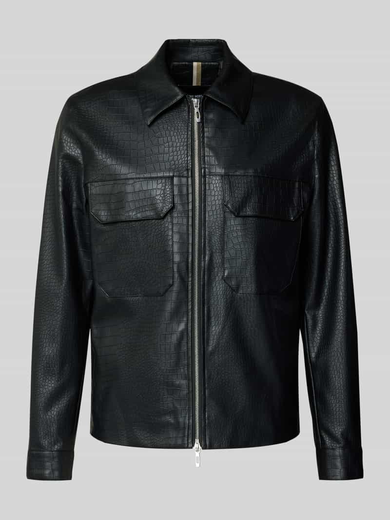 Kurtka o kroju slim fit z imitacji skóry model ‘GIUBBINO’