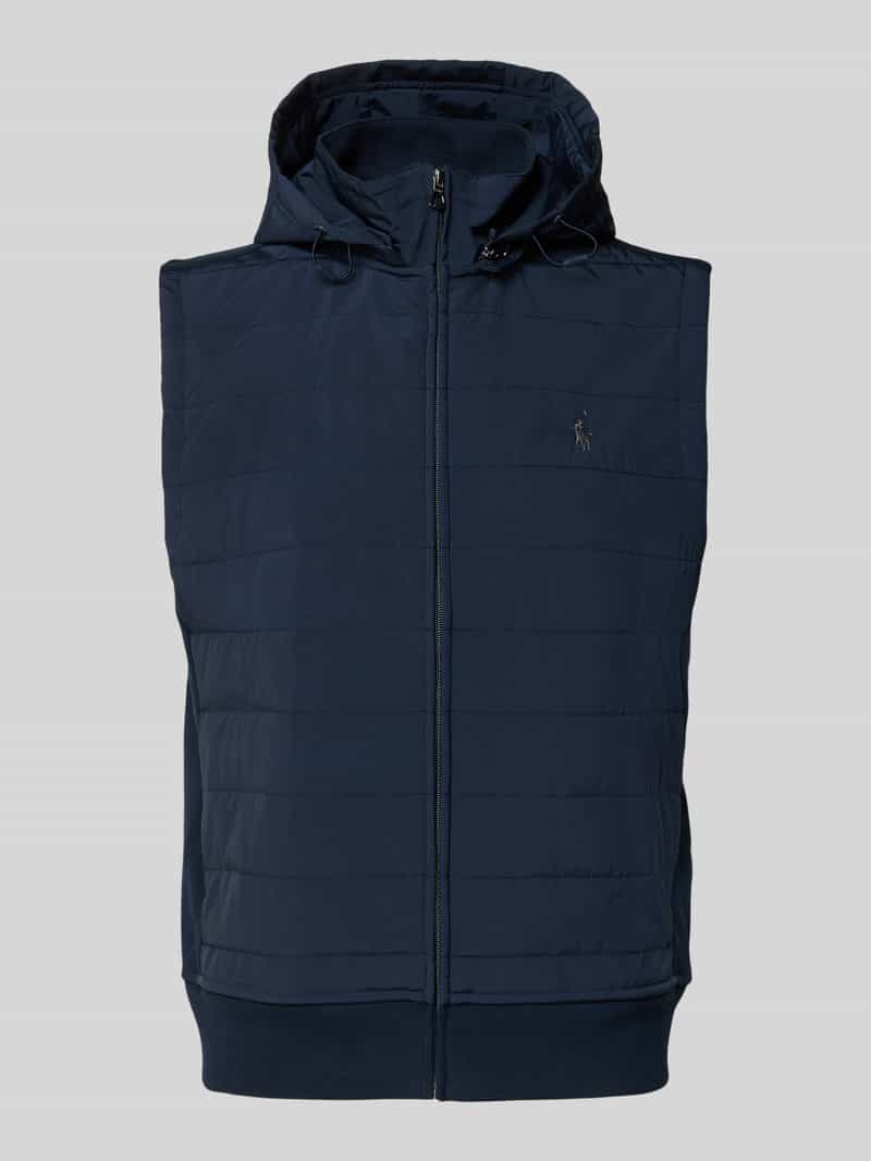 Kamizelka pikowana z kapturem i wyhaftowanym logo