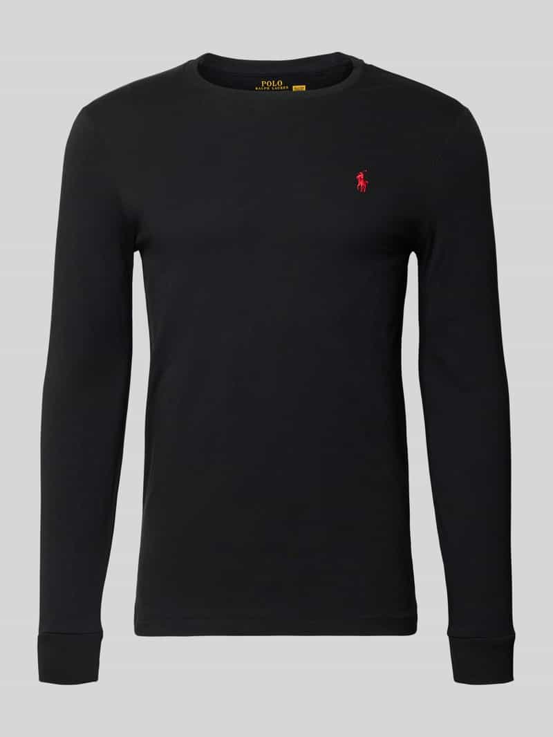 Bluzka z długim rękawem o kroju custom slim fit z wyhaftowanym logo