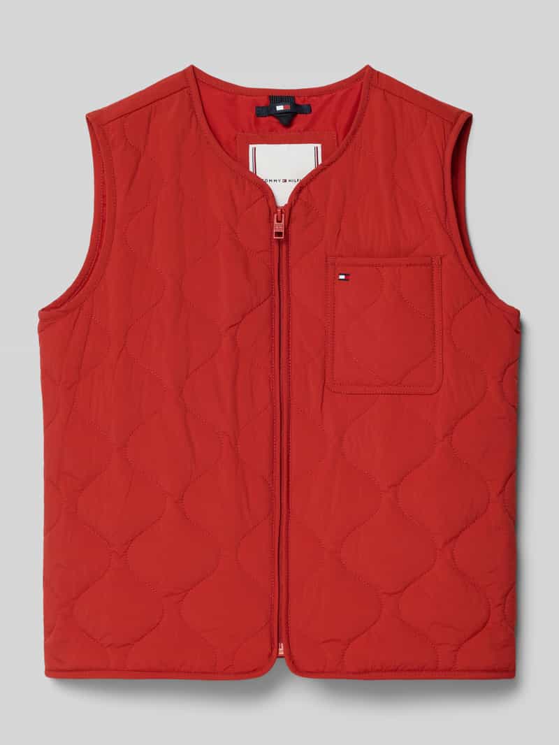 Kamizelka pikowana o kroju regular fit z kieszenią na piersi