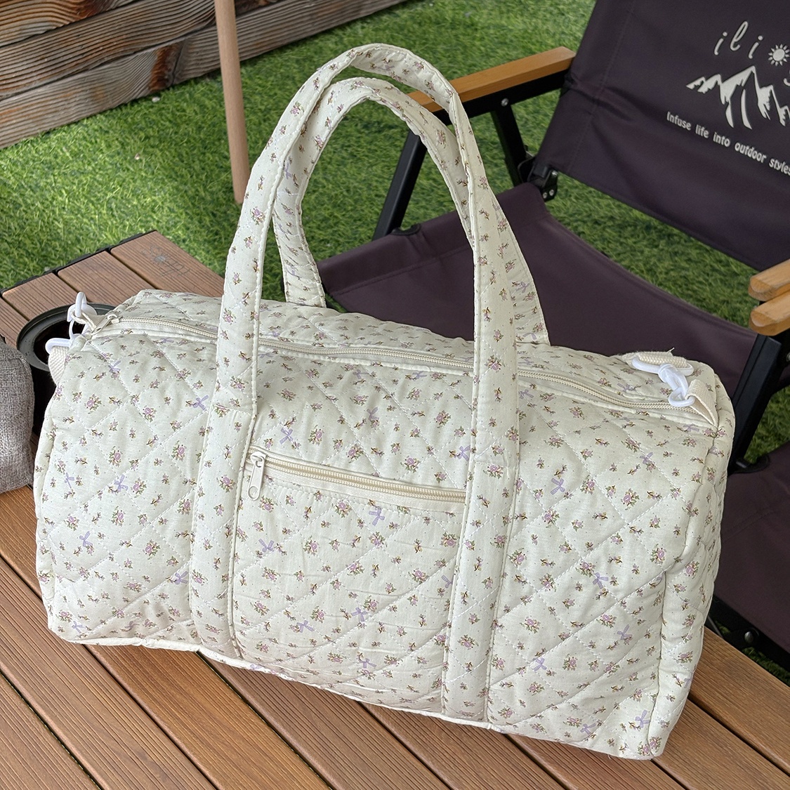 TEMU Duża Torba Podróżna Damska o Wysokiej Jakości - Składany Bagaż na Lotnisko z Zamkiem, Przestronne Główne Komory & Kieszeń Przednia - Wytrzymała