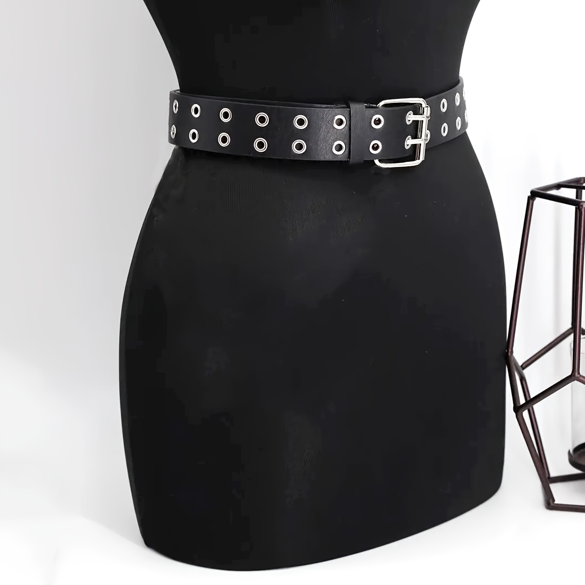 TEMU Damski gotycki punkowy regulowany pasek slim fit - wytrzymała metalowa klamra i antypoślizgowy uchwyt, brązowo-czerwony - do jeansów, sukienek,