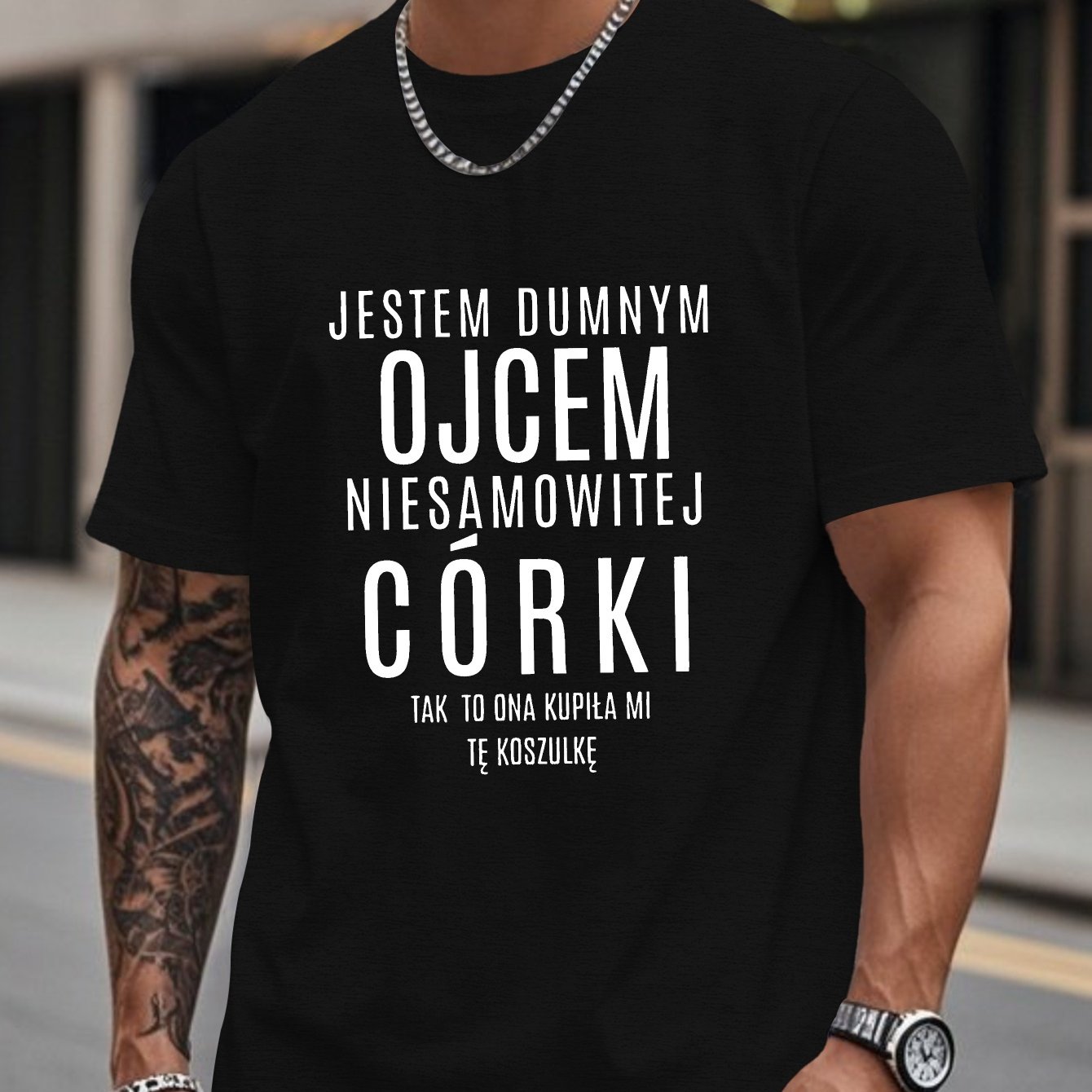 TEMU Męska zabawna polska cytata T-shirt - 