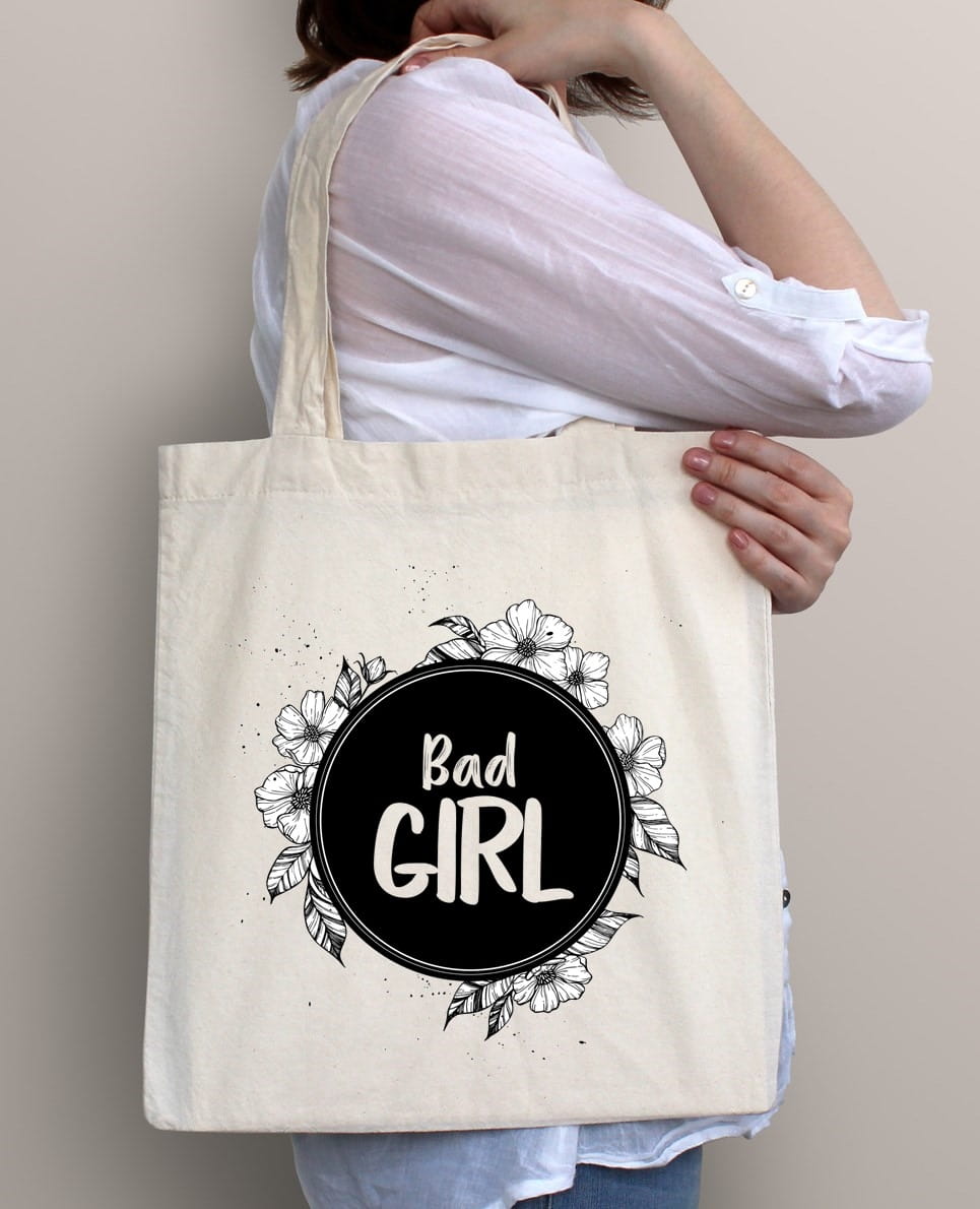 Shopper BAD GIRL + KÓŁKO Z KWIATKAMI