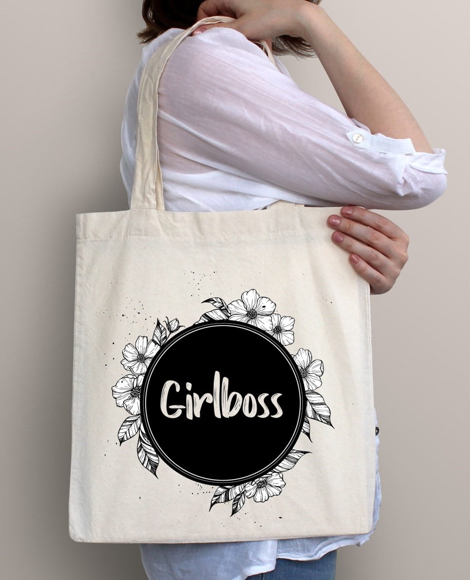 Shopper girlboss+ KÓŁKO Z KWIATKAMI