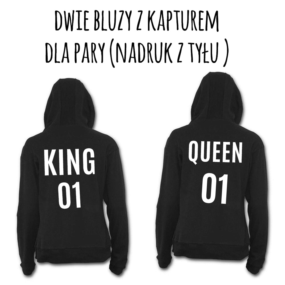 Zestaw dwóch czarnych bluz z kapturem dla pary