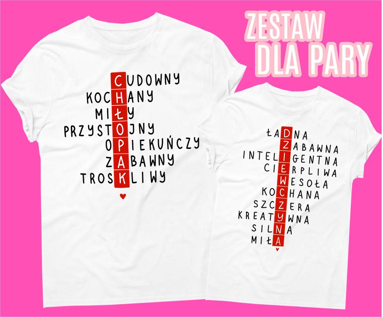 zestaw koszulek dla pary, koszulki dla chłopaka i dziewczyny