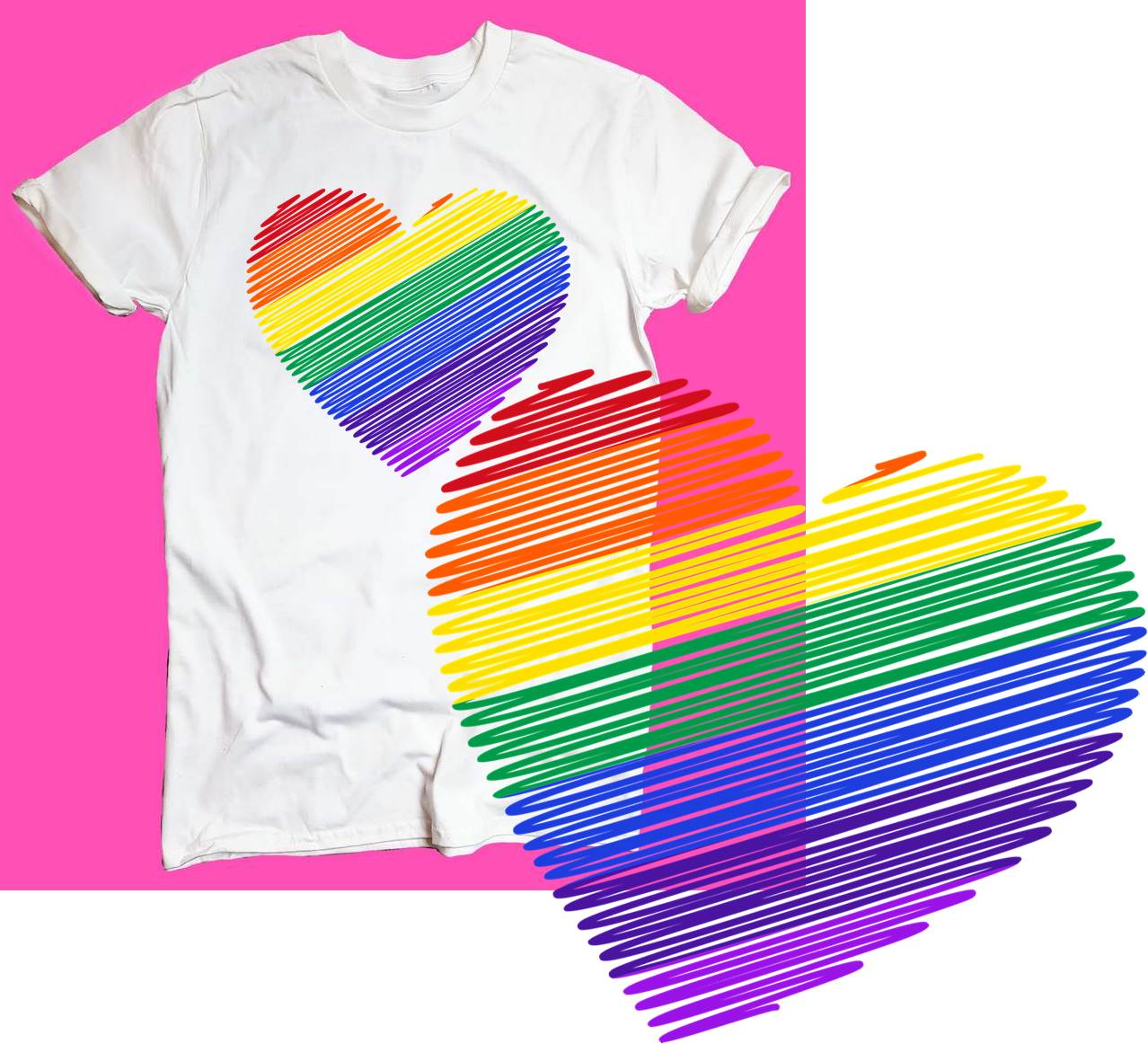 koszulka damska z tęczowym sercem