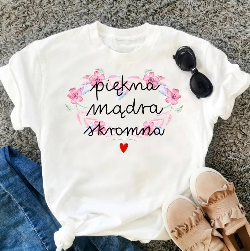 koszulka dla dziewczyny piękna mądra