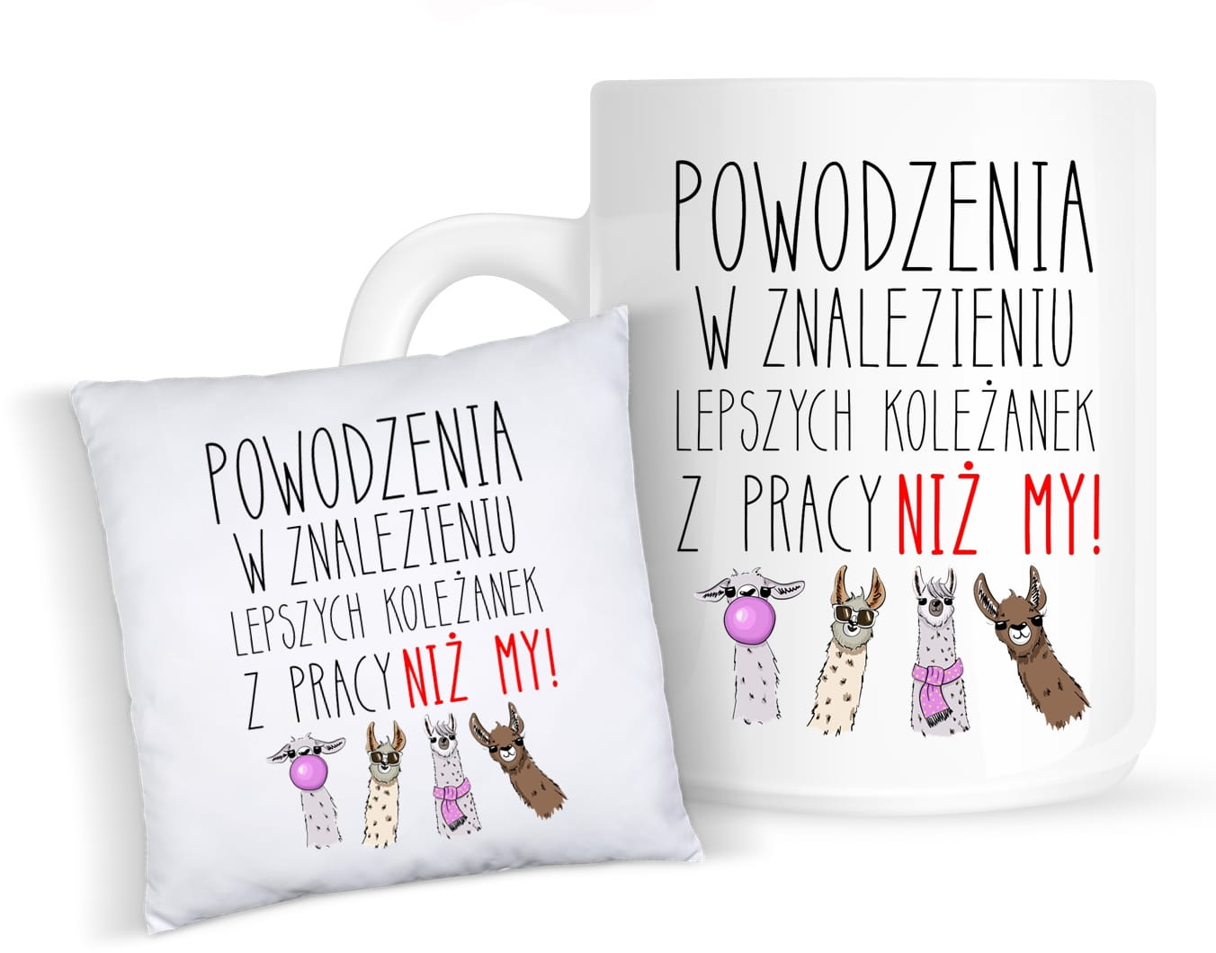 prezent na pożegnanie z pracy dla koleżanki kubek plus poduszka