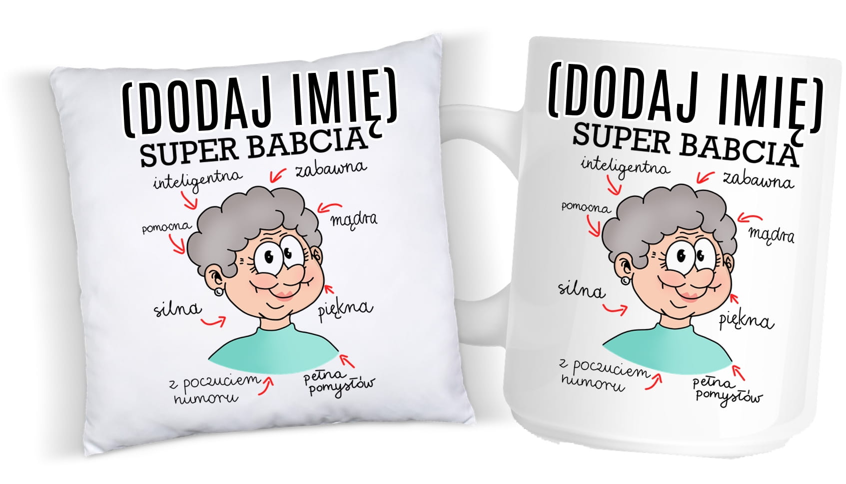 zestaw poduszka plus kubek dla babci