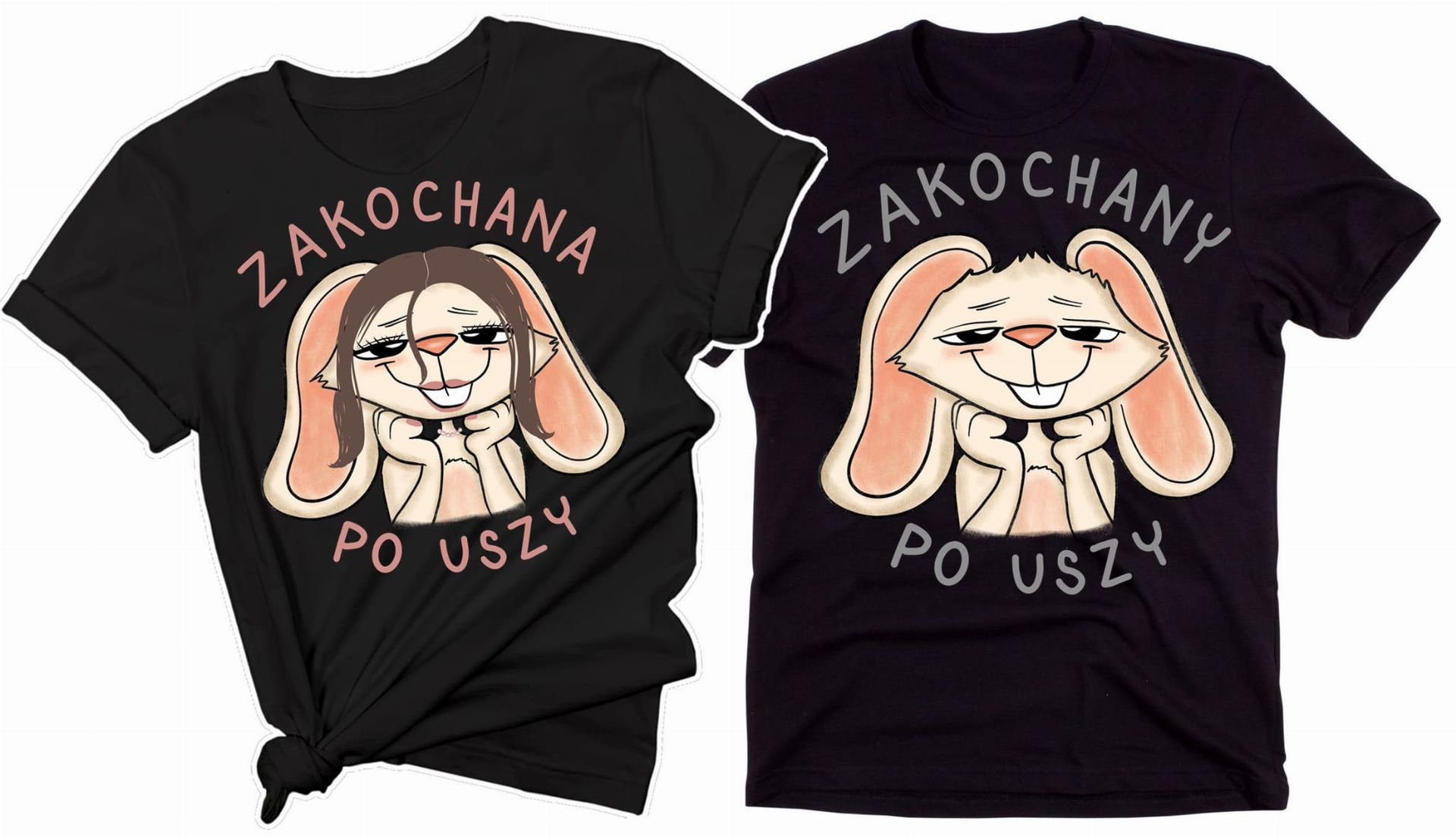 Zestaw dwóch koszulek dla pary zakochani po uszy