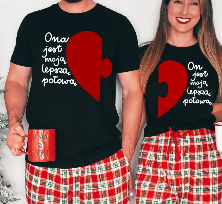 Zestaw dwóch koszulek dla pary LEPSZE POŁÓWKI