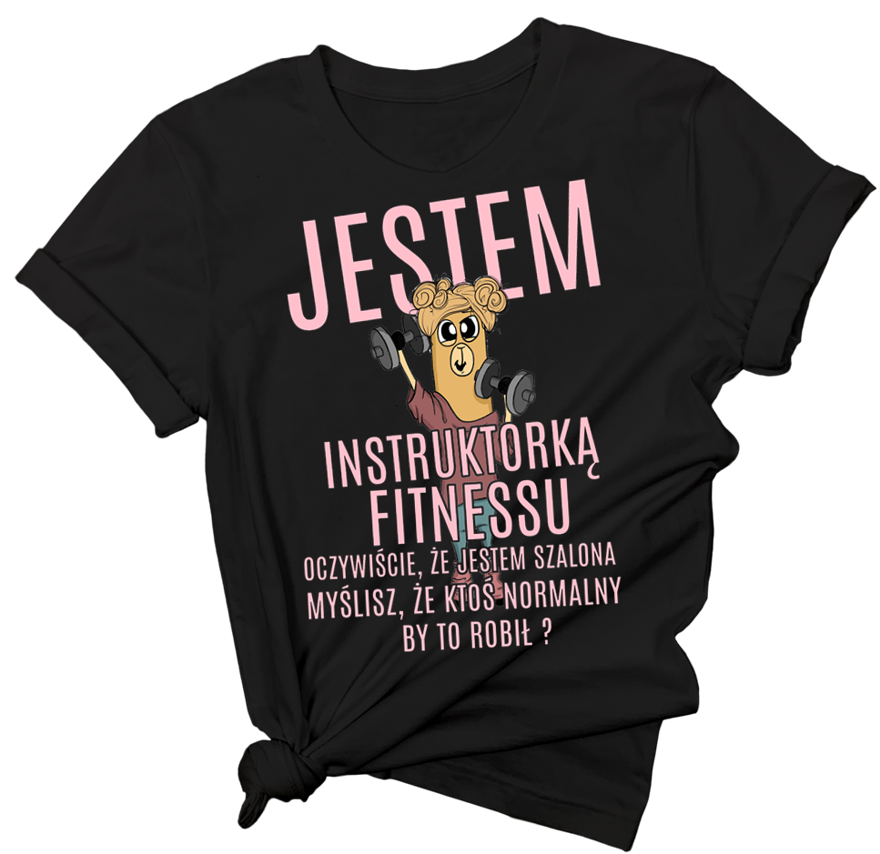 koszulka dla instruktorki fitnessu z blondynką