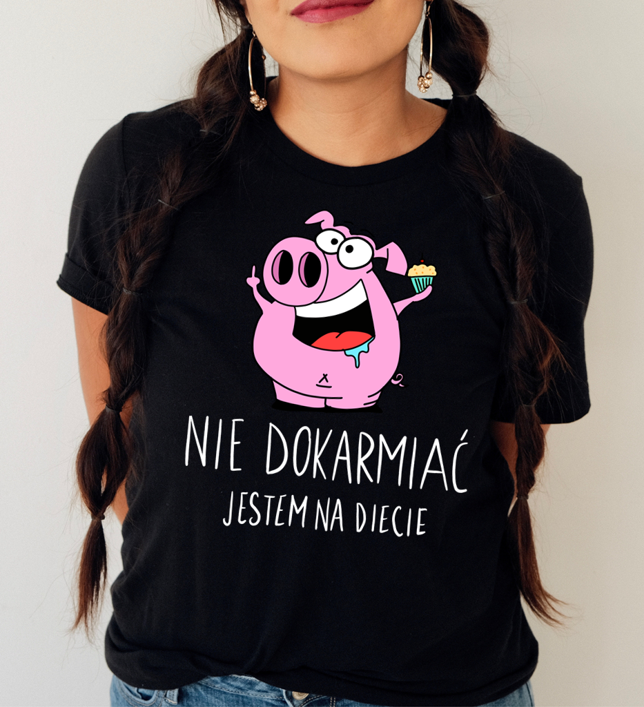 a zabawna koszulka nie dokarmiać jestem na diecie