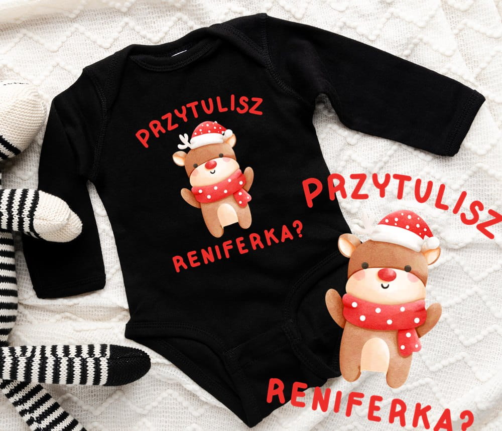 Świąteczne body na święta dla dziecka przytulisz reniferka