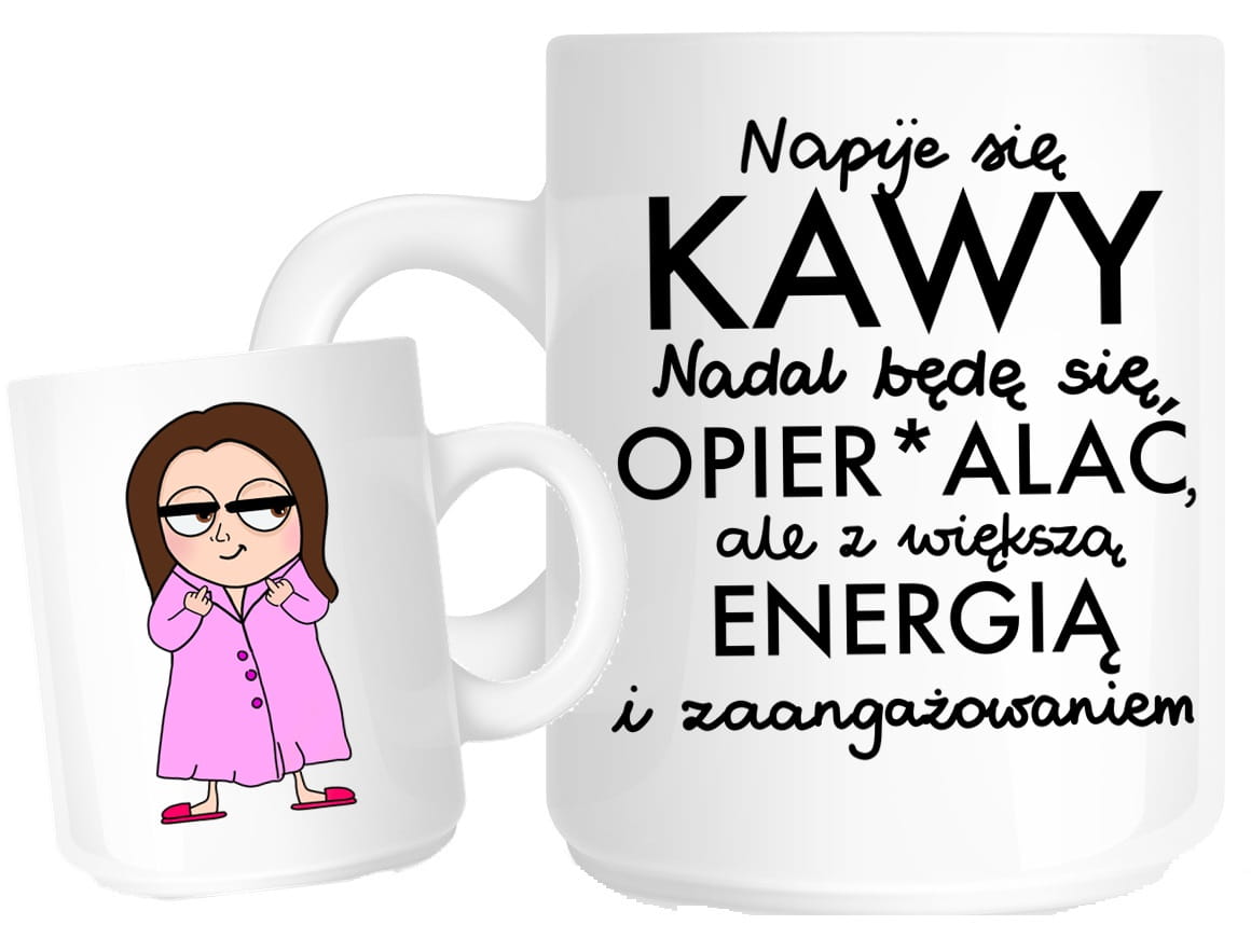 kubek na prezent napiję się kawy brunetka