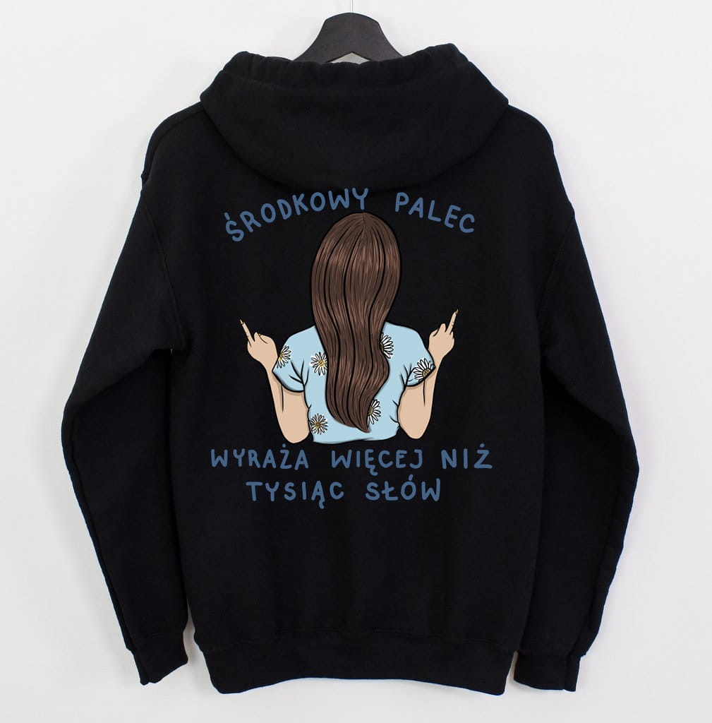 czarna damska bluza z kapturem