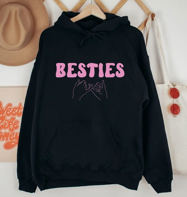 czarna damska bluza z kapturem besties