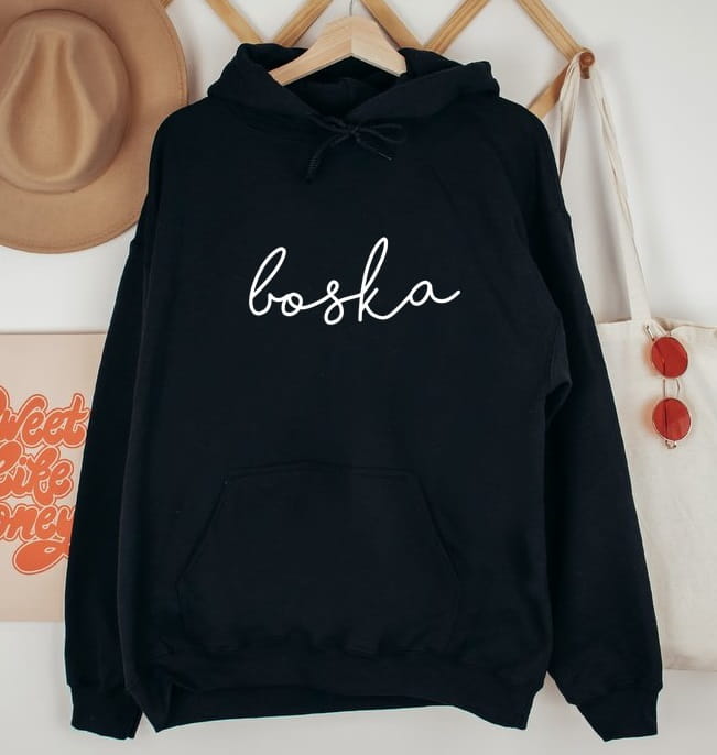 czarna damska bluza z kapturem boska