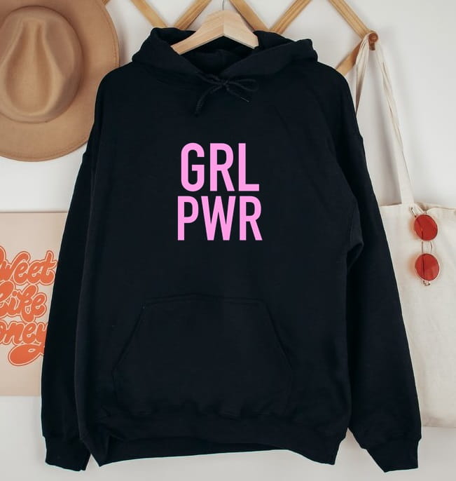 czarna damska bluza z kapturem girl power