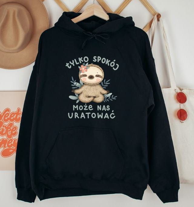 czarna damska bluza z kapturem tylko spokój