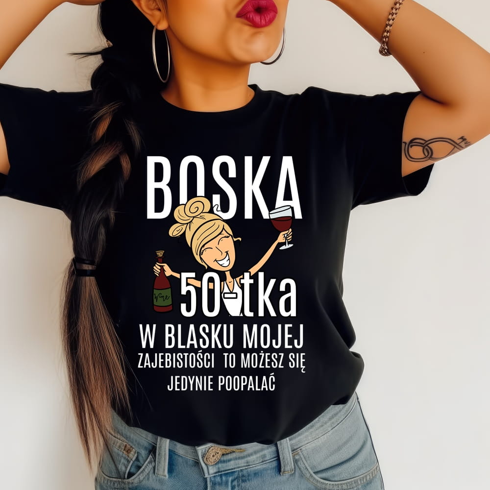 damska koszulka na 50 urodziny boska 50 dla blondynki