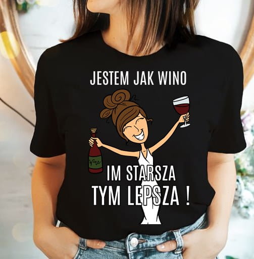 damska śmieszna Koszulka na prezent dla brunetki jestem jak wino (1)