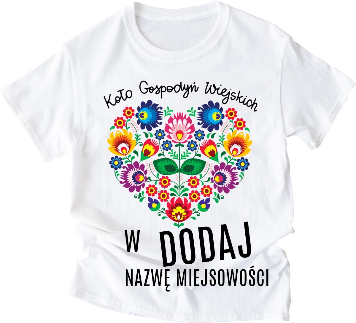 koszulki dla koła gospodyń wiejskich z folkowym wzorem