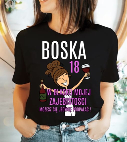 damska koszulka na 18 urodziny boska 18